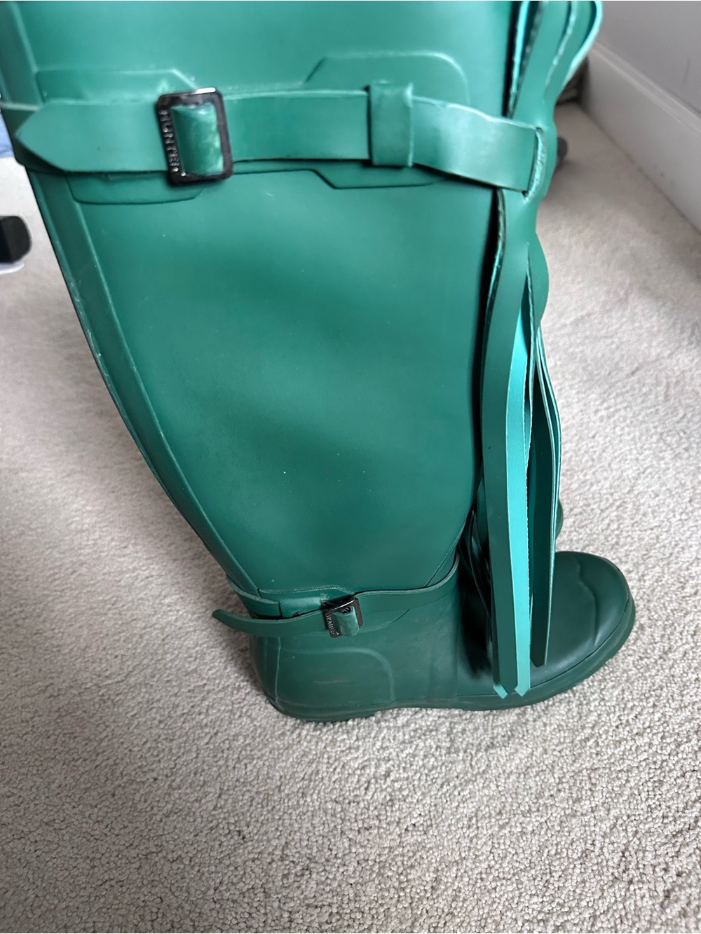 *rare* Hunter Green Tall Rain Boots with Tassles - Picture 5 of 11